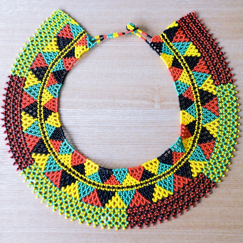 Hand Beaded Flat Necklace